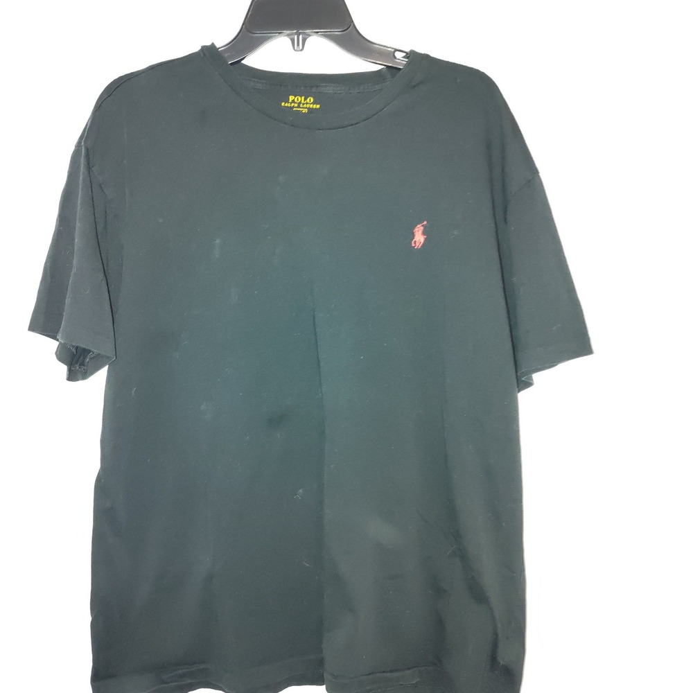 Polo Ralph Lauren Mens Black Short Sleeve Crew Neck T-Shirt Red Pony Logo Large